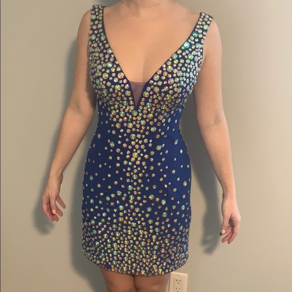 Hannah S dress style 27865 sz 2 Blue crystal dress